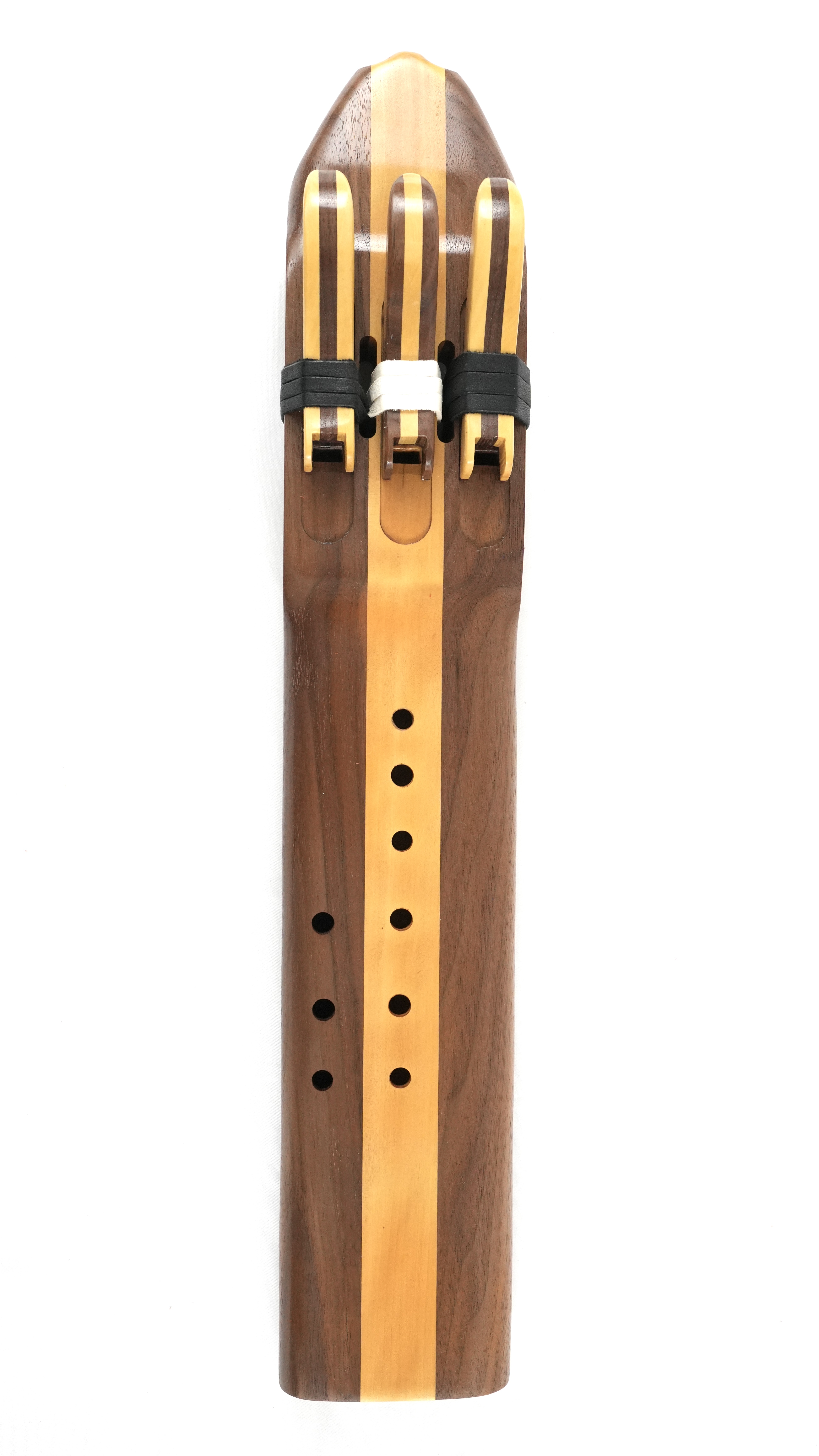 Native American Style Triple Black Walnut and Yellow Heart Flute - Key of G — handcrafted Native American style flute by Elemental Flutes