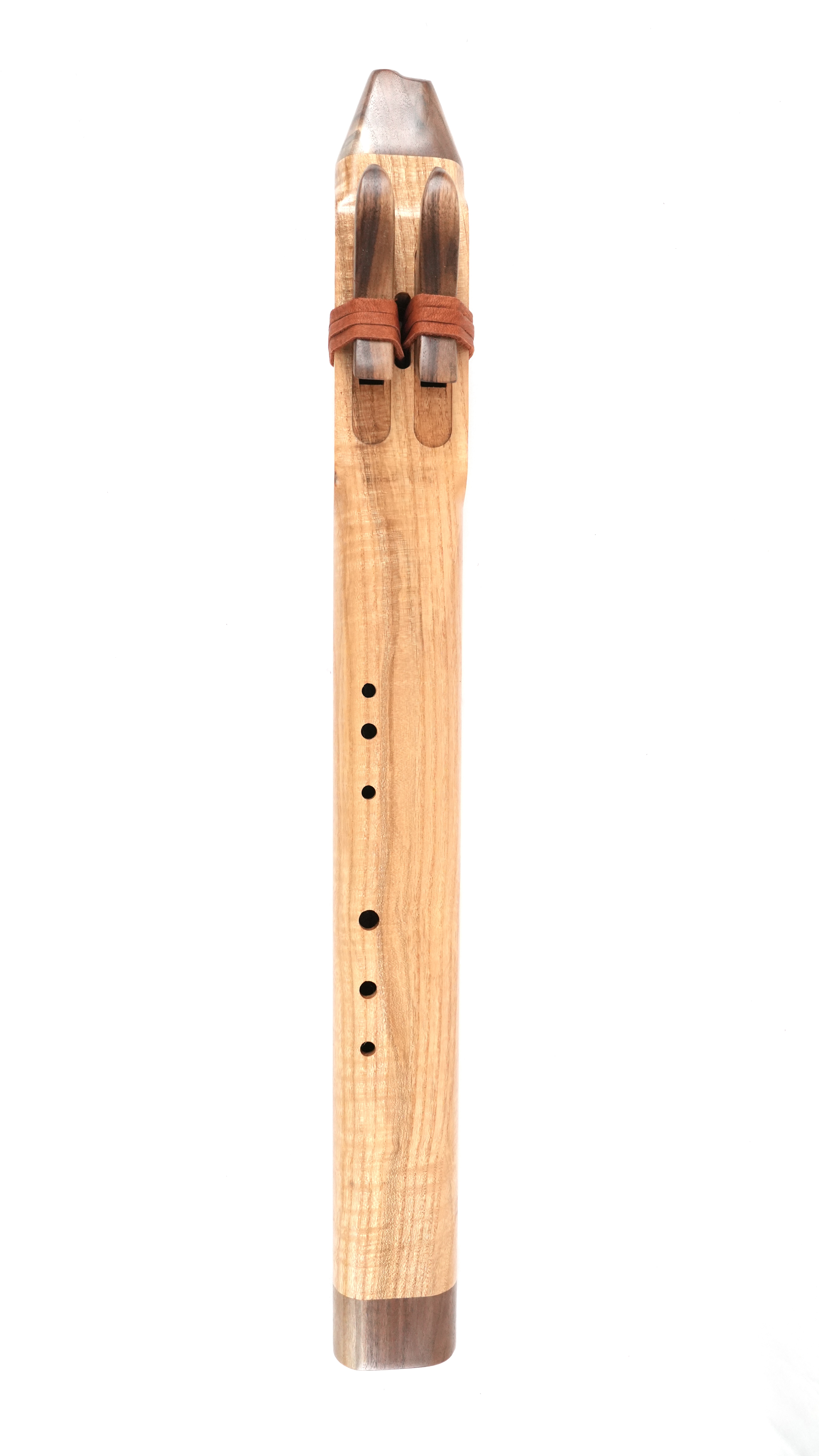 Native American Style Double Flute - Ash - Key of Bass D — handcrafted Native American style flute by Elemental Flutes
