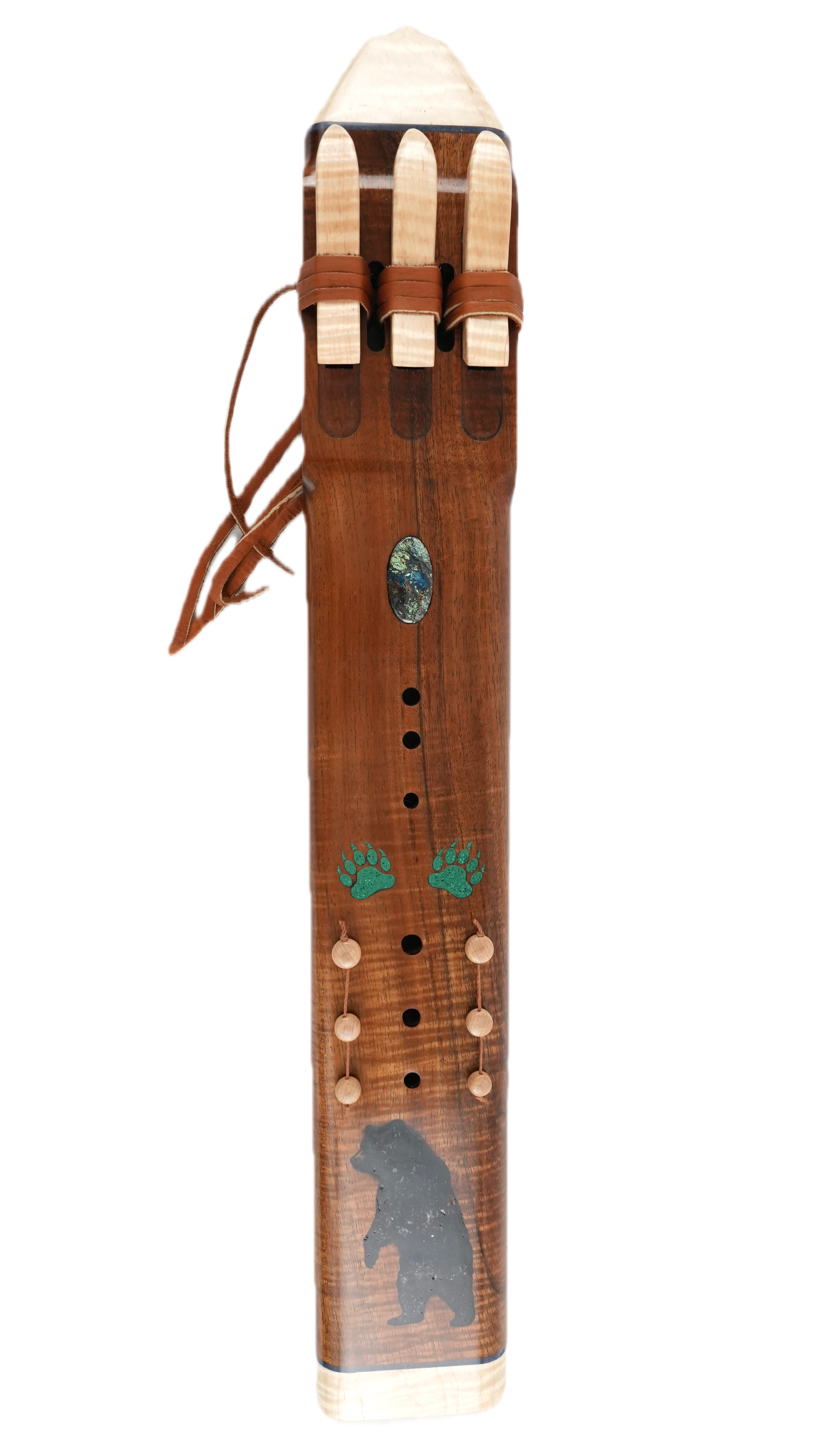 Native American Style Triple Hawaiian Koa Flute - Key of Bass D — handcrafted Native American style flute by Elemental Flutes